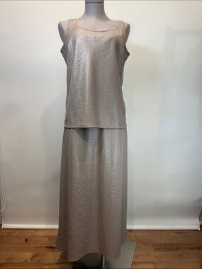 Kasper Metallic Taupe Two-Piece Tank & Skirt Set